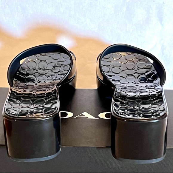 Coach Scarlett Rubber Block Heel Sandals Size 9 Black - Picture 7 of 13